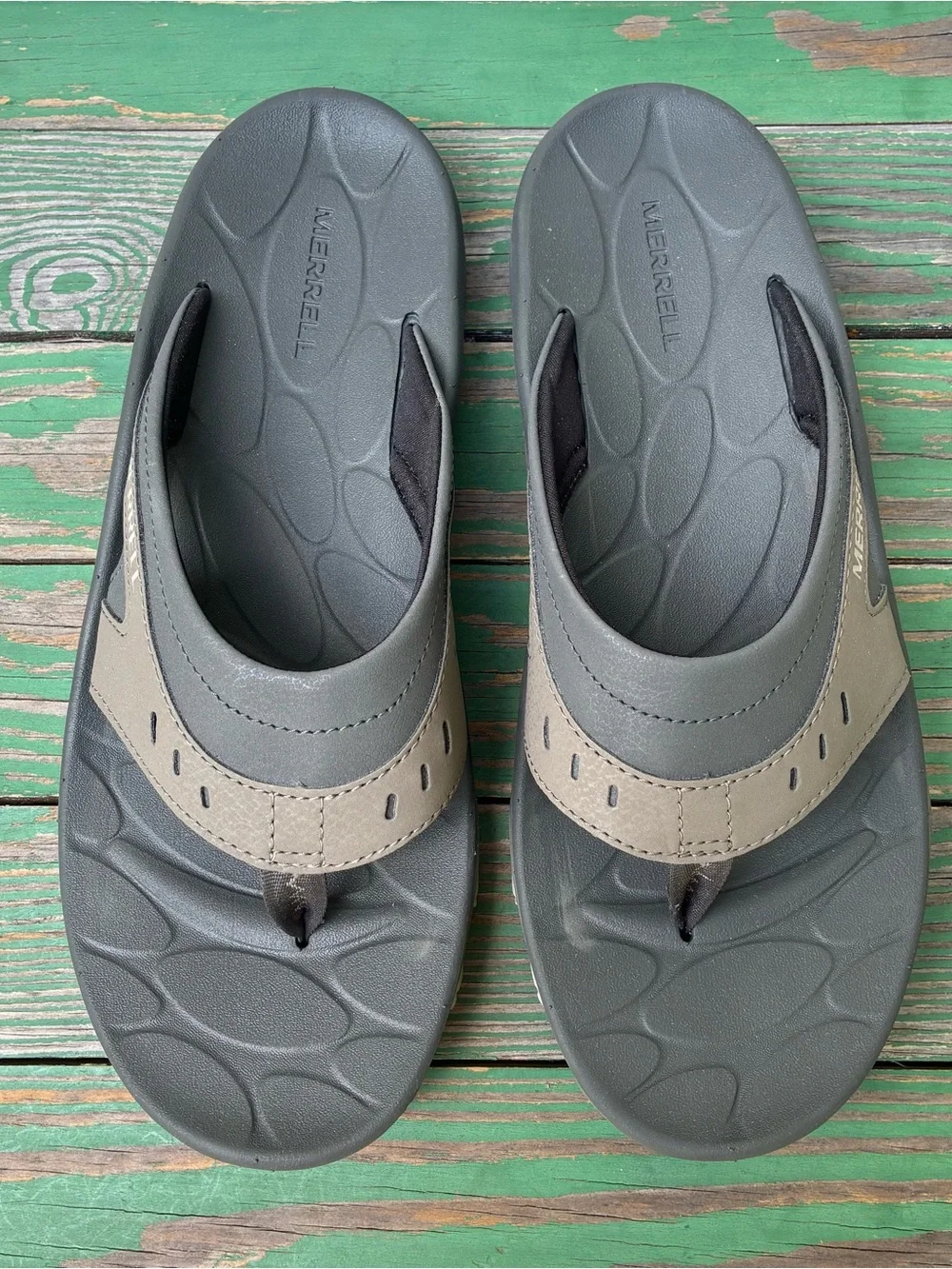 Merrell Mens Huntington Sport Flip Sandals Boulder Sz 9 Shoes